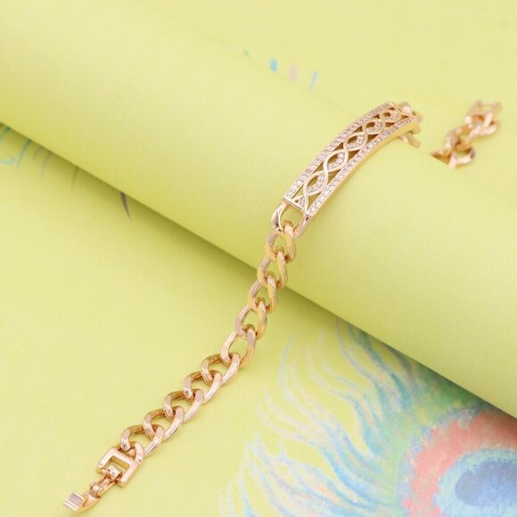 "Elegant Rose Gold Bracelet with Infinity Design and CZ Accents, XPBL0853 - Picture 7 of 12